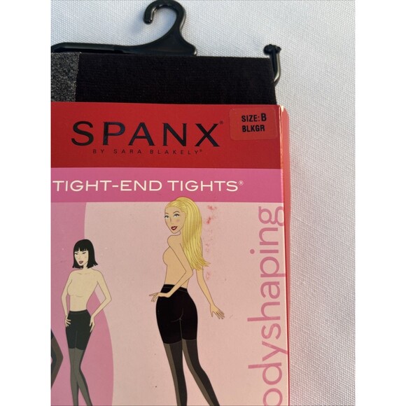 SPANX Tight-End Contrast Tights Black/Heathered Grey Size B Shaping Tights - Picture 2 of 5